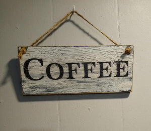 Vintage farmhouse style wooden sign "Coffee" hanging