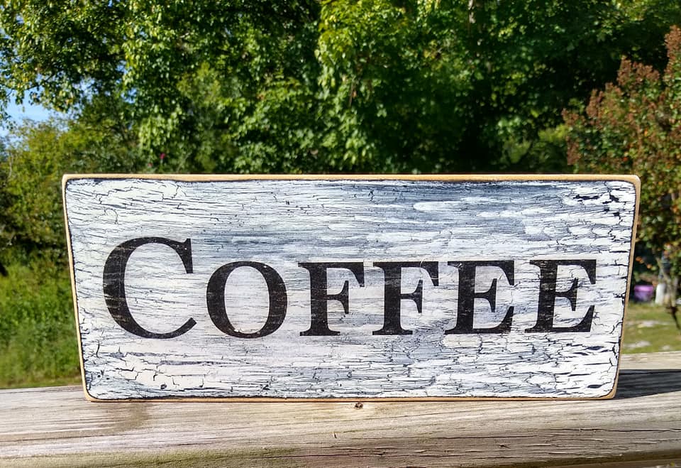 Vintage farmhouse style wooden sign "Coffee"